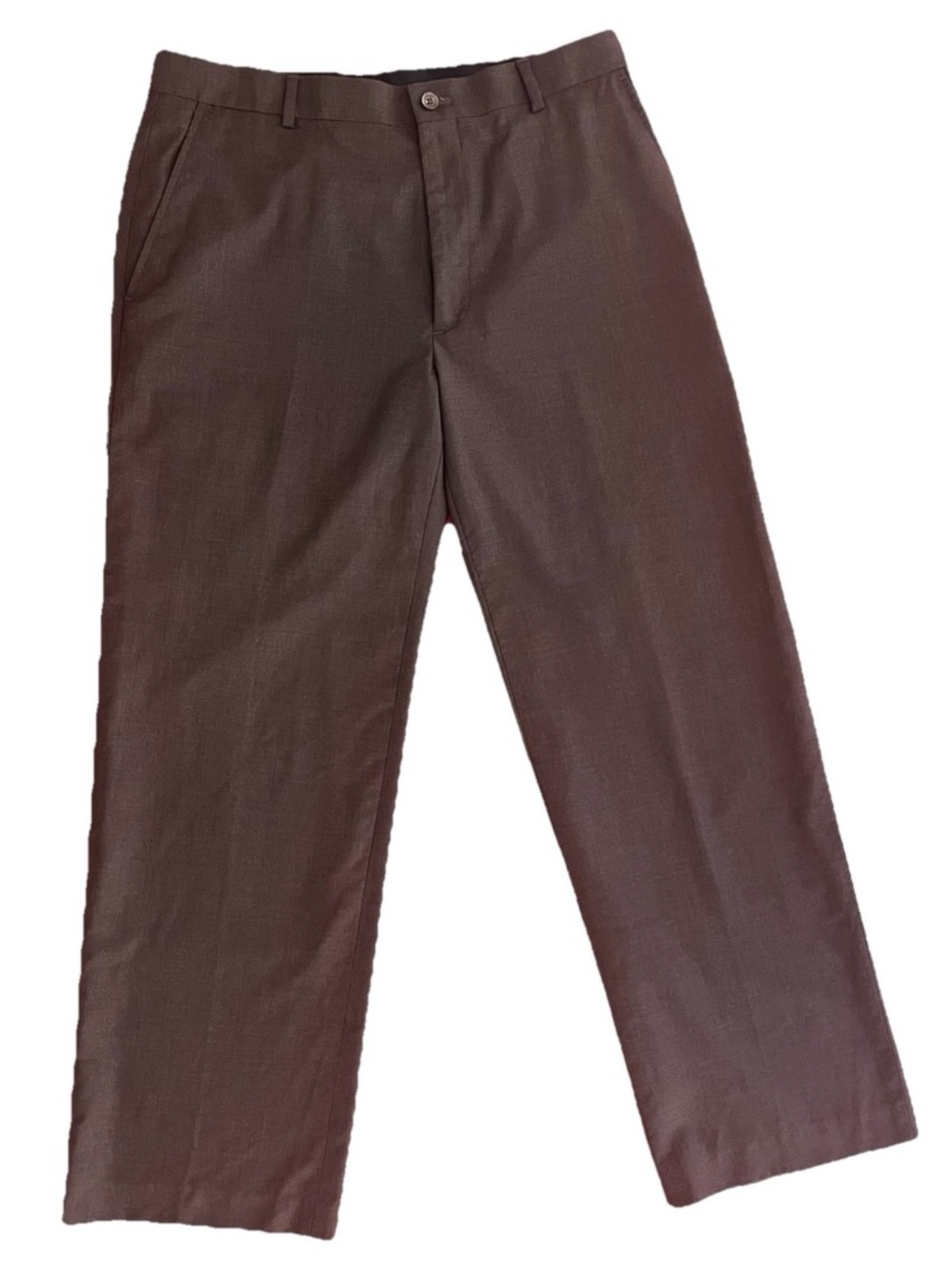Claiborne Men's Brown Wool Blend Flat Front Dress Pants Slacks 33x30